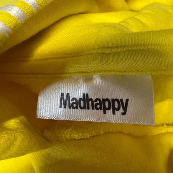 Madhappy Snapchat sweatshirt yellow campus hoodie size medium brushed fleece - Picture 3 of 4